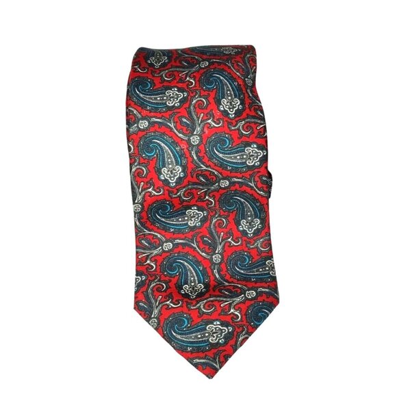 John Clarendon Multicolored Paisley U.S.A Made %100 Silk Tie - Picture 1 of 11